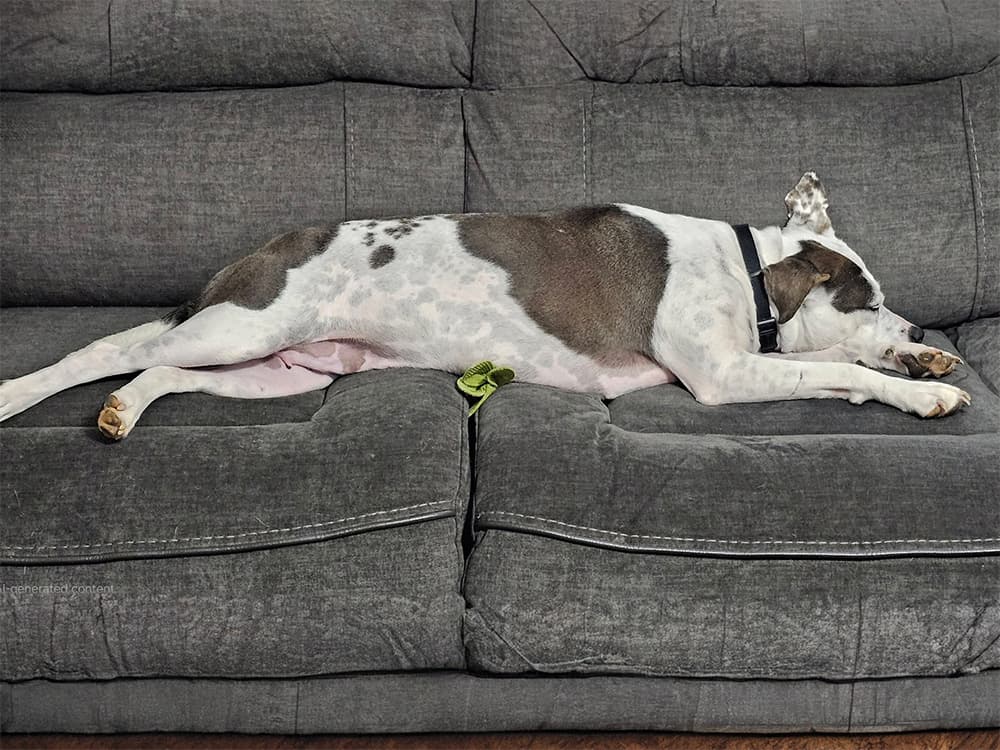 dog sleeping on couch